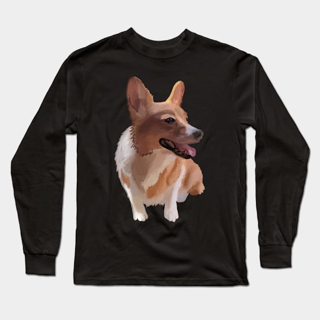 Happy Corgi Dog Long Sleeve T-Shirt by Booneb
